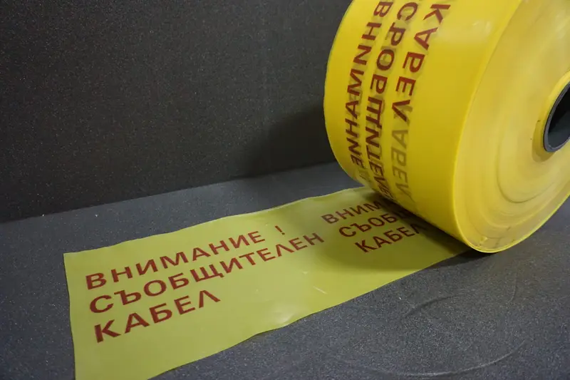Double cut PE film with print – High voltage warning etc.